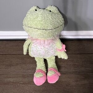 Hallmark Lila Frog Plush Stuffed Animal Green Pink Dress Bow Flower Girl Toy